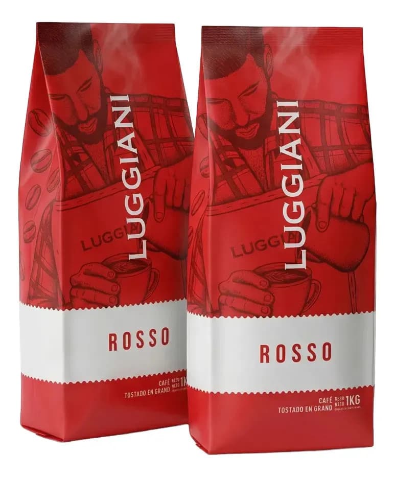 Café En Grano Tostado Italiano Luggiani Rosso - 2 Kg