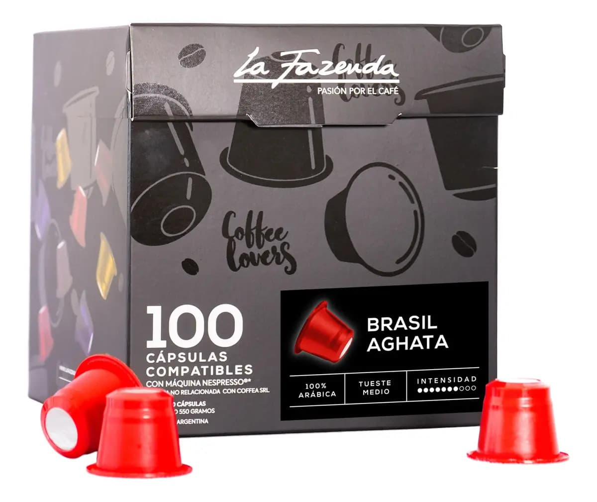 Cápsulas compatibles con Nespresso La Fazenda Brasil Aghata 100 unidades