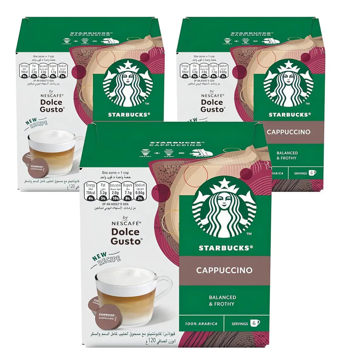 3 Cajas Starbucks Cappuccino 12 Capsulas Dolce Gusto Oficial